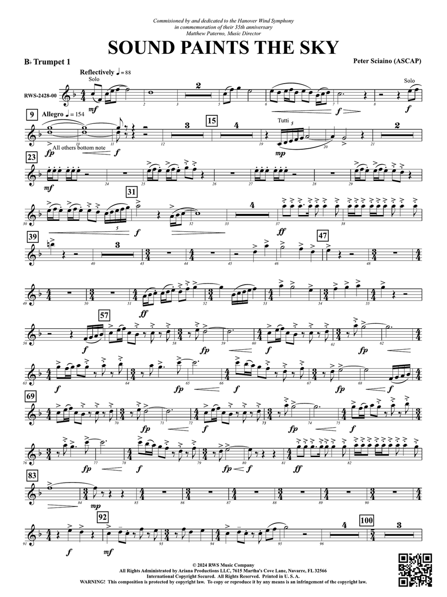 Sound Paints the Sky: 1st B-flat Trumpet B-Flat Trumpet scores gallery preview page 1