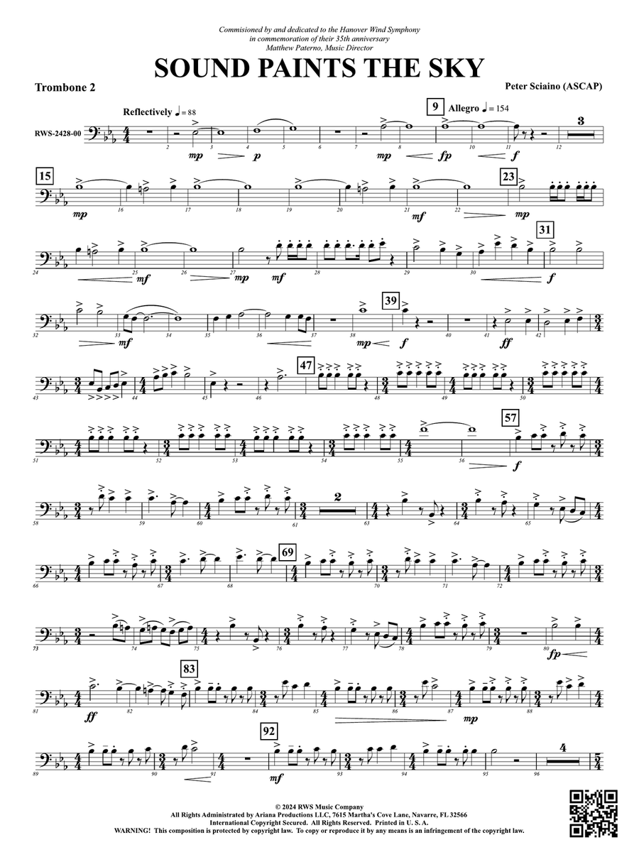 Sound Paints the Sky: 2nd Trombone Trombone scores gallery preview page 1