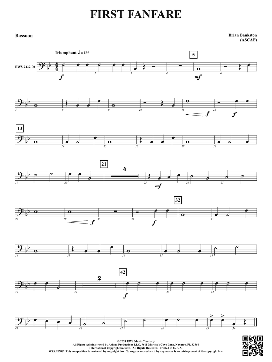 First Fanfare: Bassoon First Fanfare: Bassoon Bassoon scores gallery preview page 1