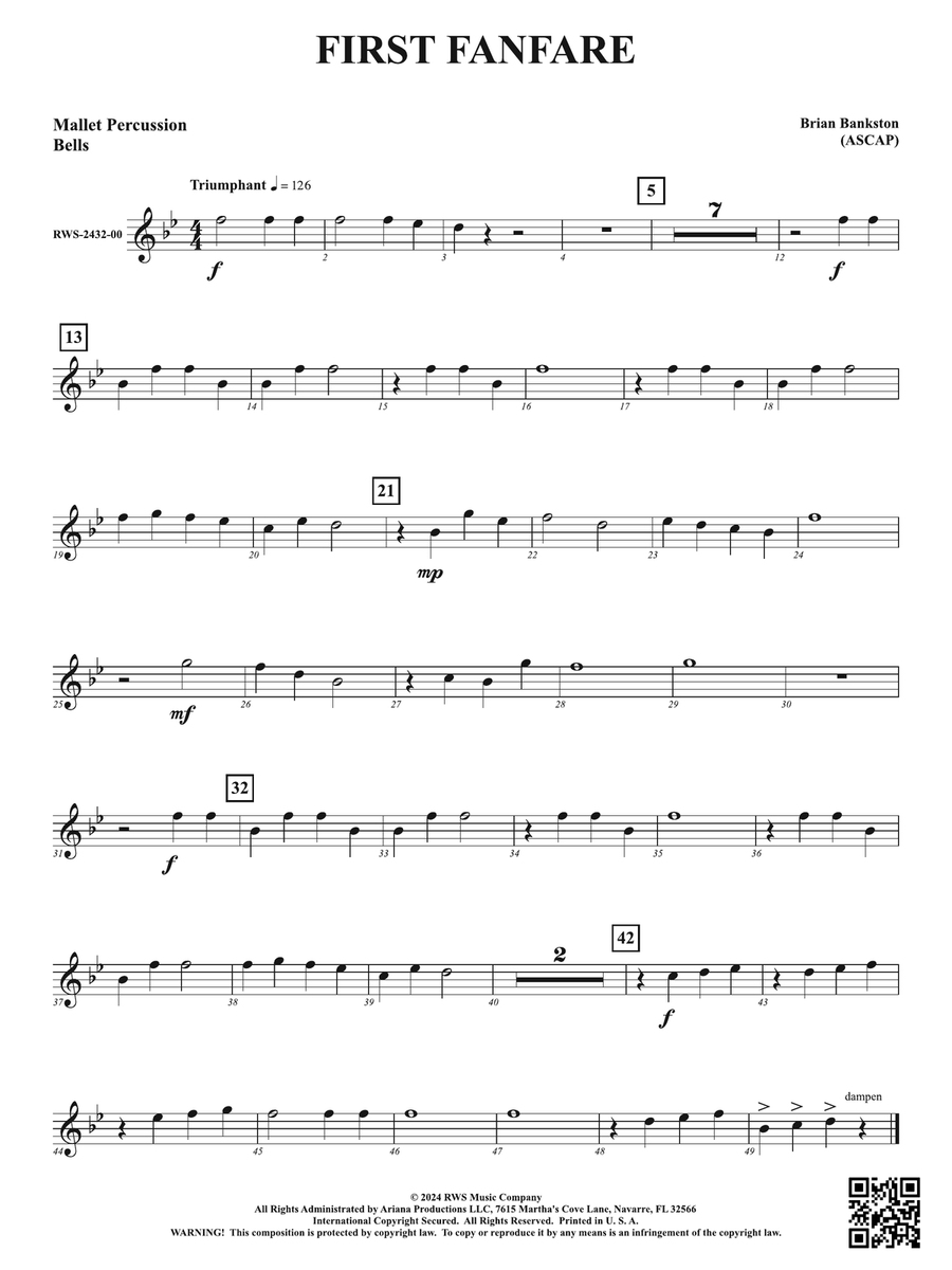 First Fanfare: 1st Mallet Percussion Percussion scores gallery preview page 1