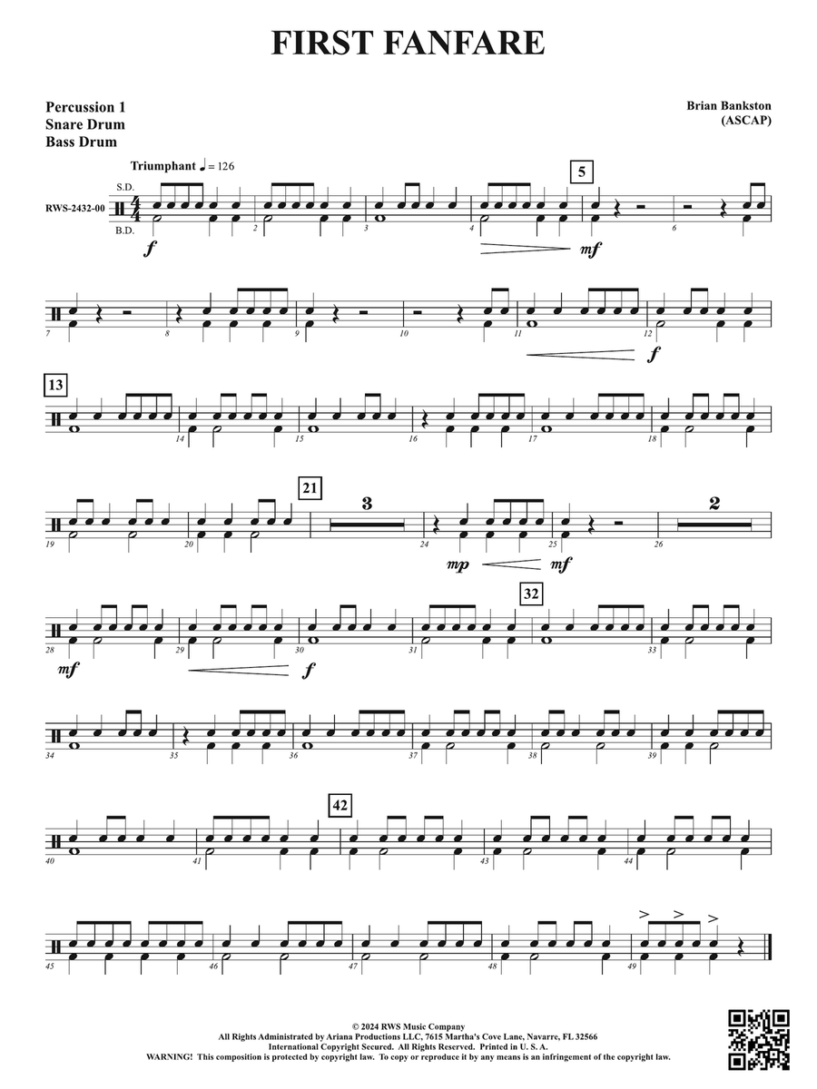 First Fanfare: 1st Percussion Percussion scores gallery preview page 1