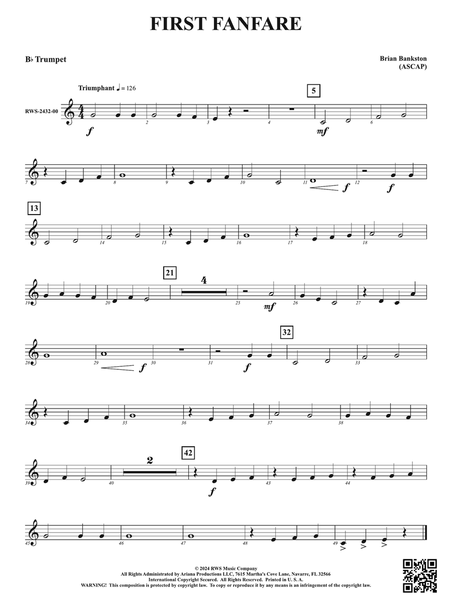 First Fanfare: 1st B-flat Trumpet B-Flat Trumpet scores gallery preview page 1