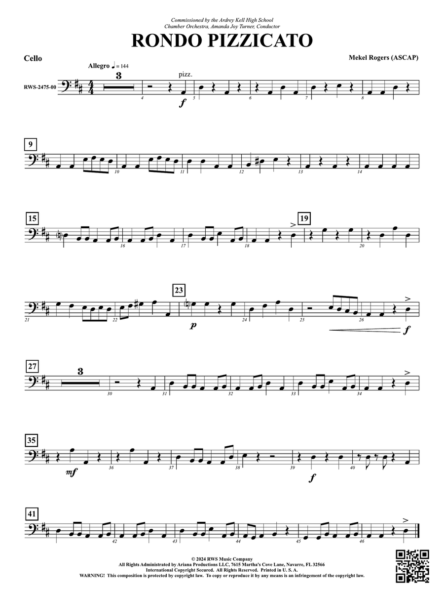 Rondo Pizzicato: Cello Rondo Pizzicato: Cello Part scores gallery preview page 1
