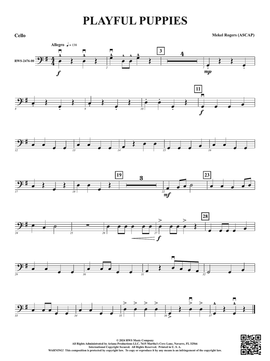 Playful Puppies: Cello Playful Puppies: Cello Part scores gallery preview page 1