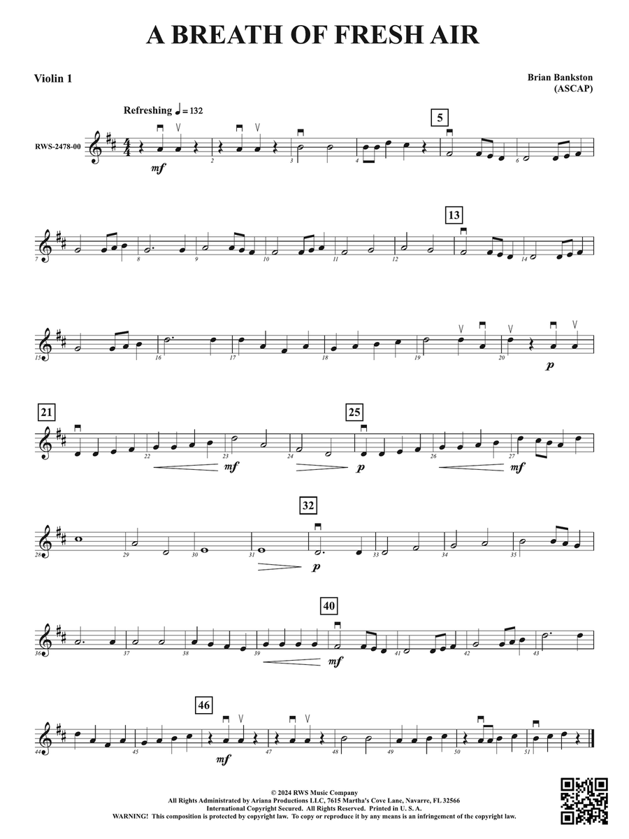 A Breath of Fresh Air: 1st Violin Violin scores gallery preview page 1