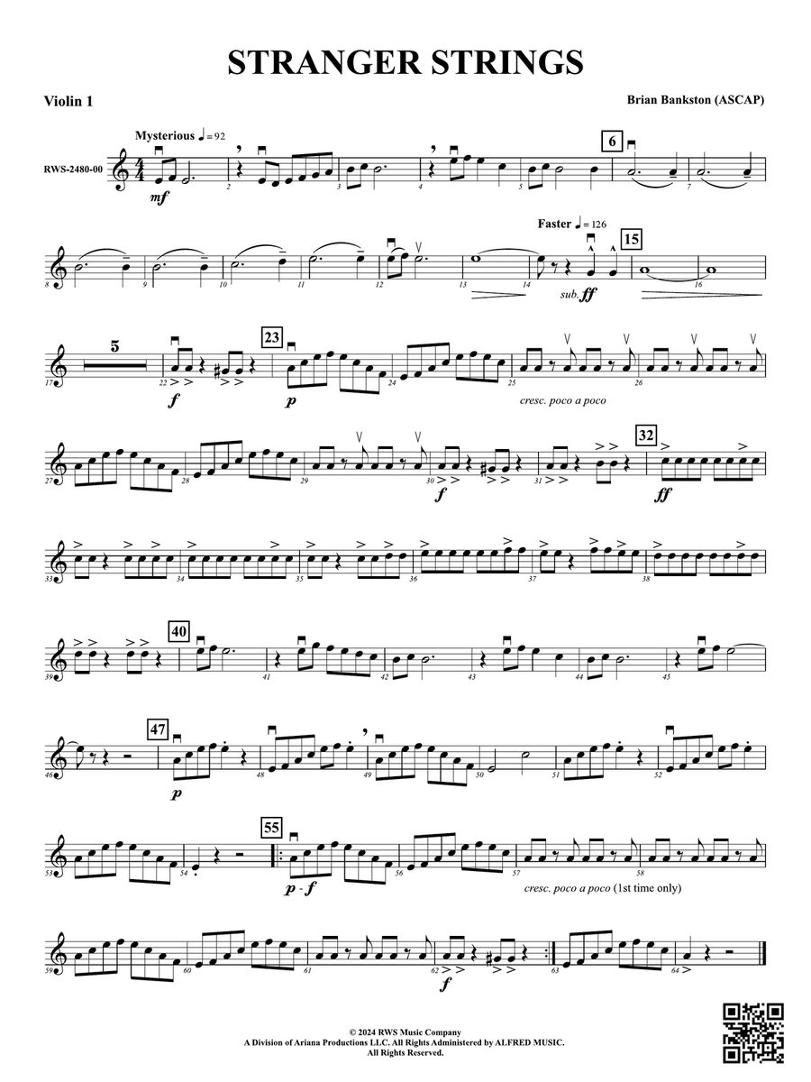 Stranger Strings: 1st Violin Violin scores gallery preview page 1