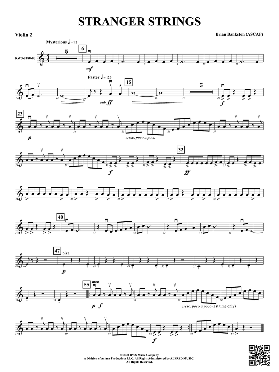 Stranger Strings: 2nd Violin Violin scores gallery preview page 1
