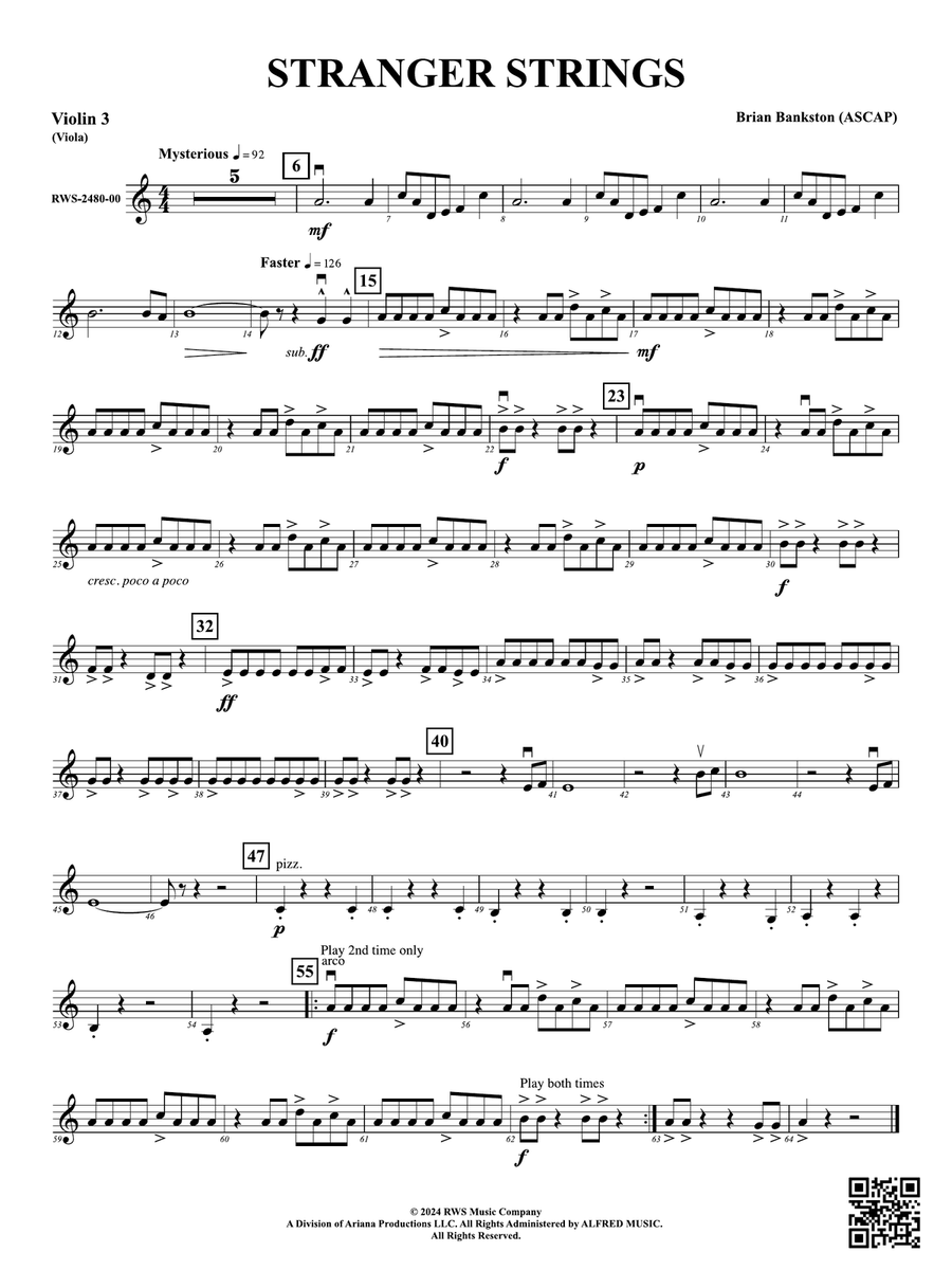 Stranger Strings: 3rd Violin (Viola [TC]) Violin scores gallery preview page 1