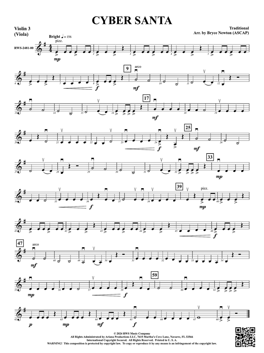 Cyber Santa: 3rd Violin (Viola [TC]) Viola scores gallery preview page 1