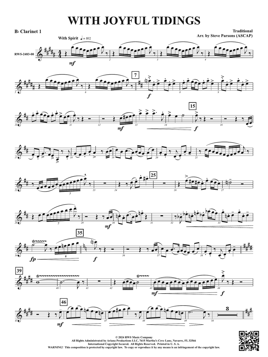 With Joyful Tidings: 1st B-flat Clarinet B-Flat Clarinet scores gallery preview page 1