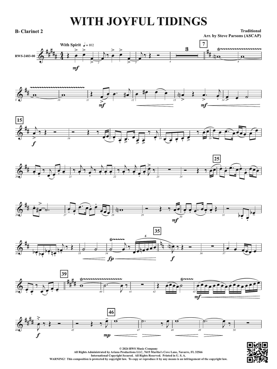 With Joyful Tidings: 2nd B-flat Clarinet B-Flat Clarinet scores gallery preview page 1