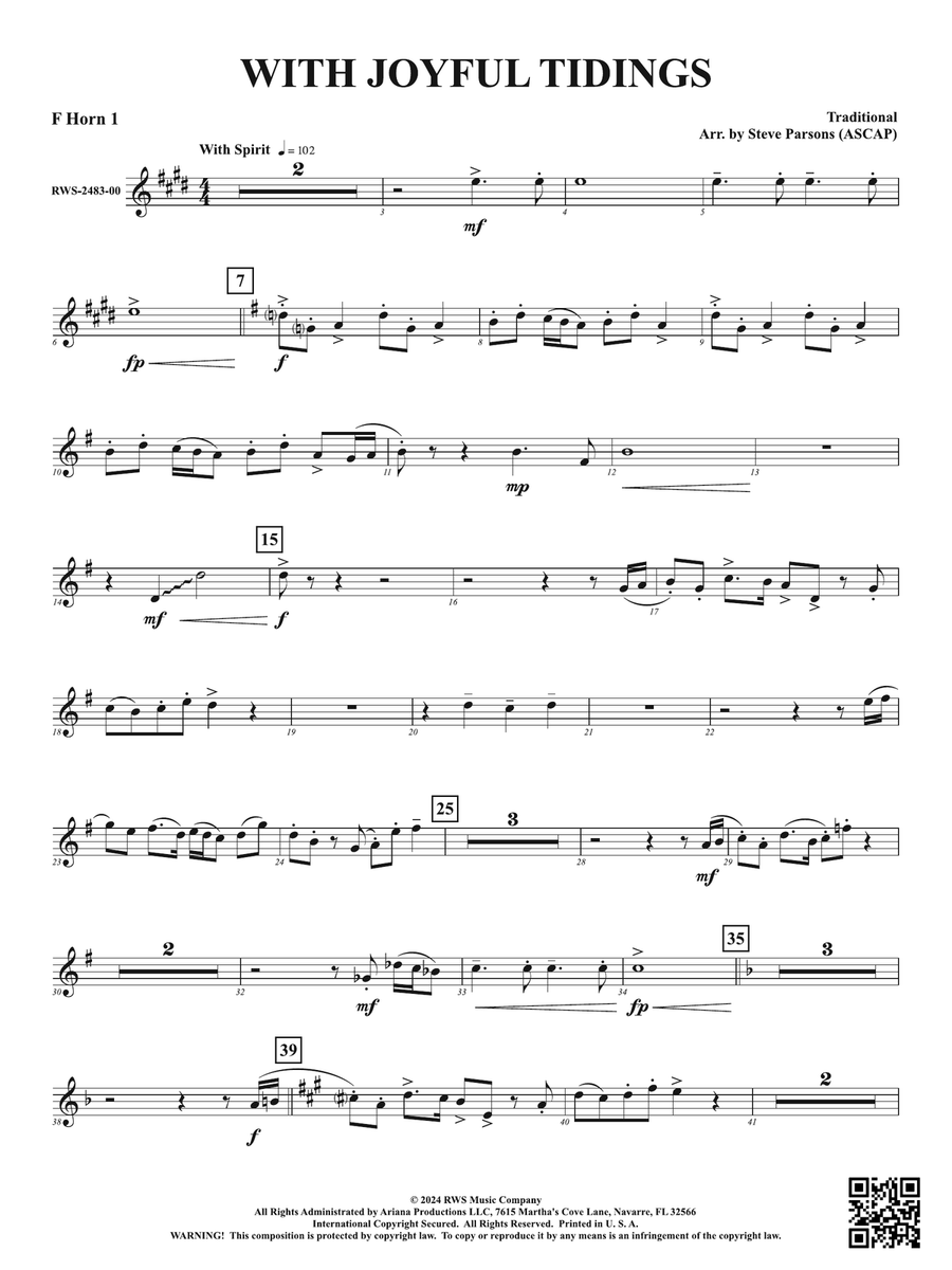 With Joyful Tidings: 1st F Horn Horn scores gallery preview page 1