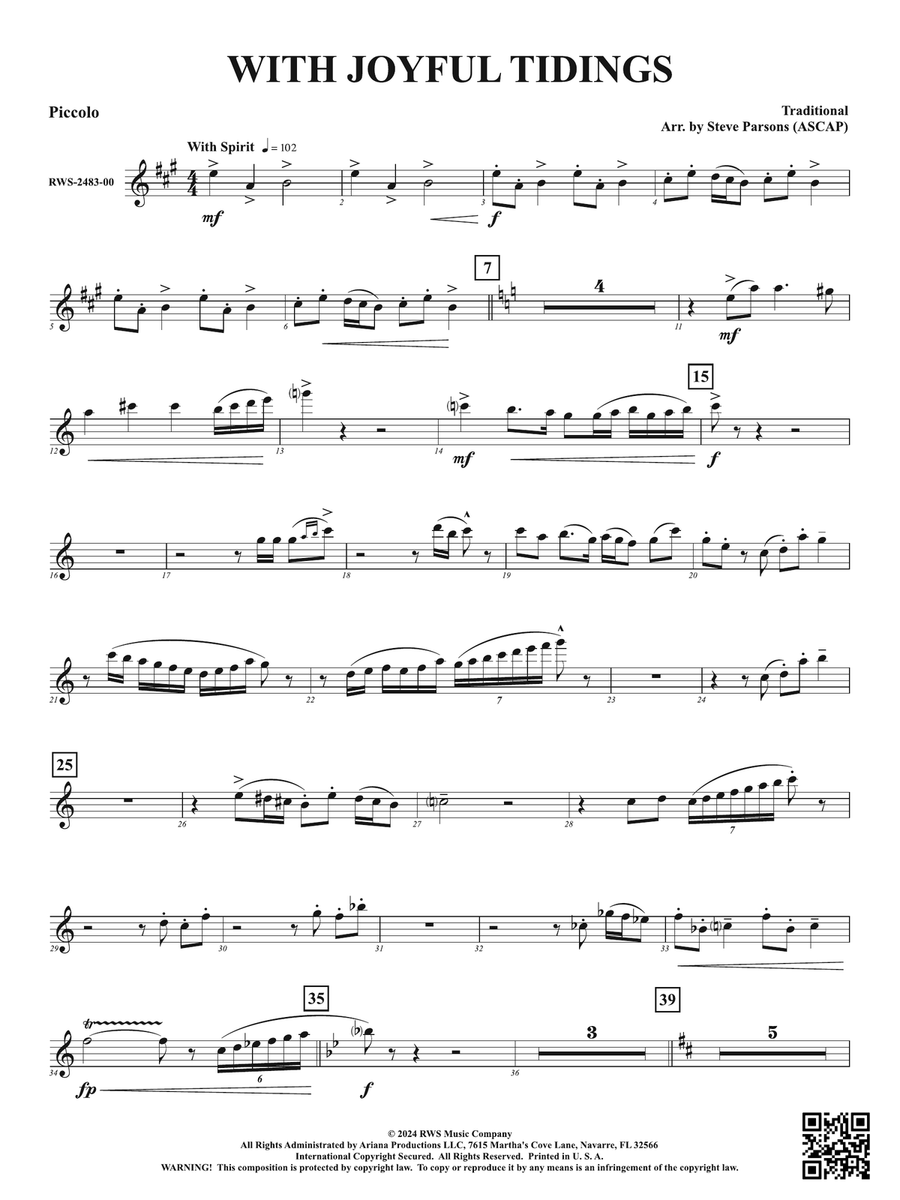 With Joyful Tidings: Piccolo Piccolo scores gallery preview page 1