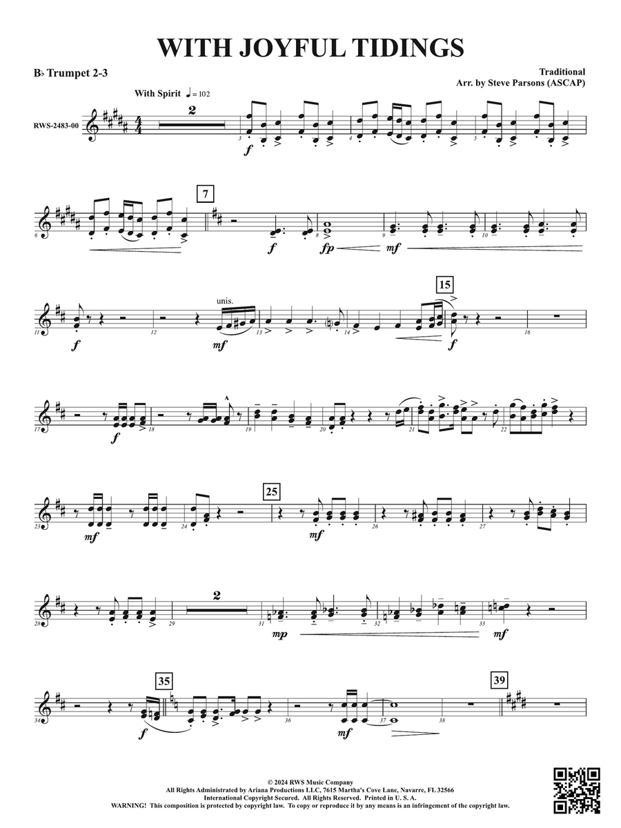 With Joyful Tidings: 2nd & 3rd Trumpet Trumpet scores gallery preview page 1