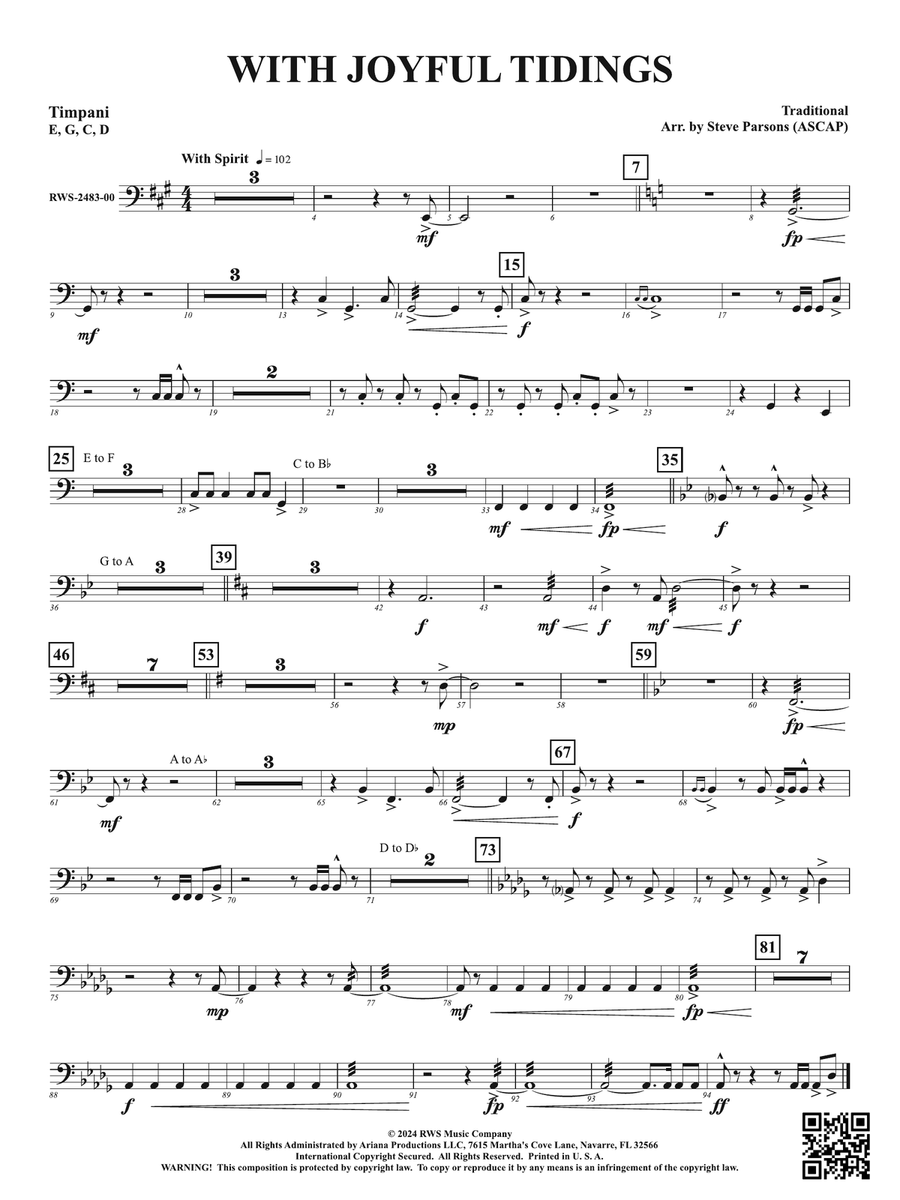 With Joyful Tidings: Timpani Percussion scores gallery preview page 1