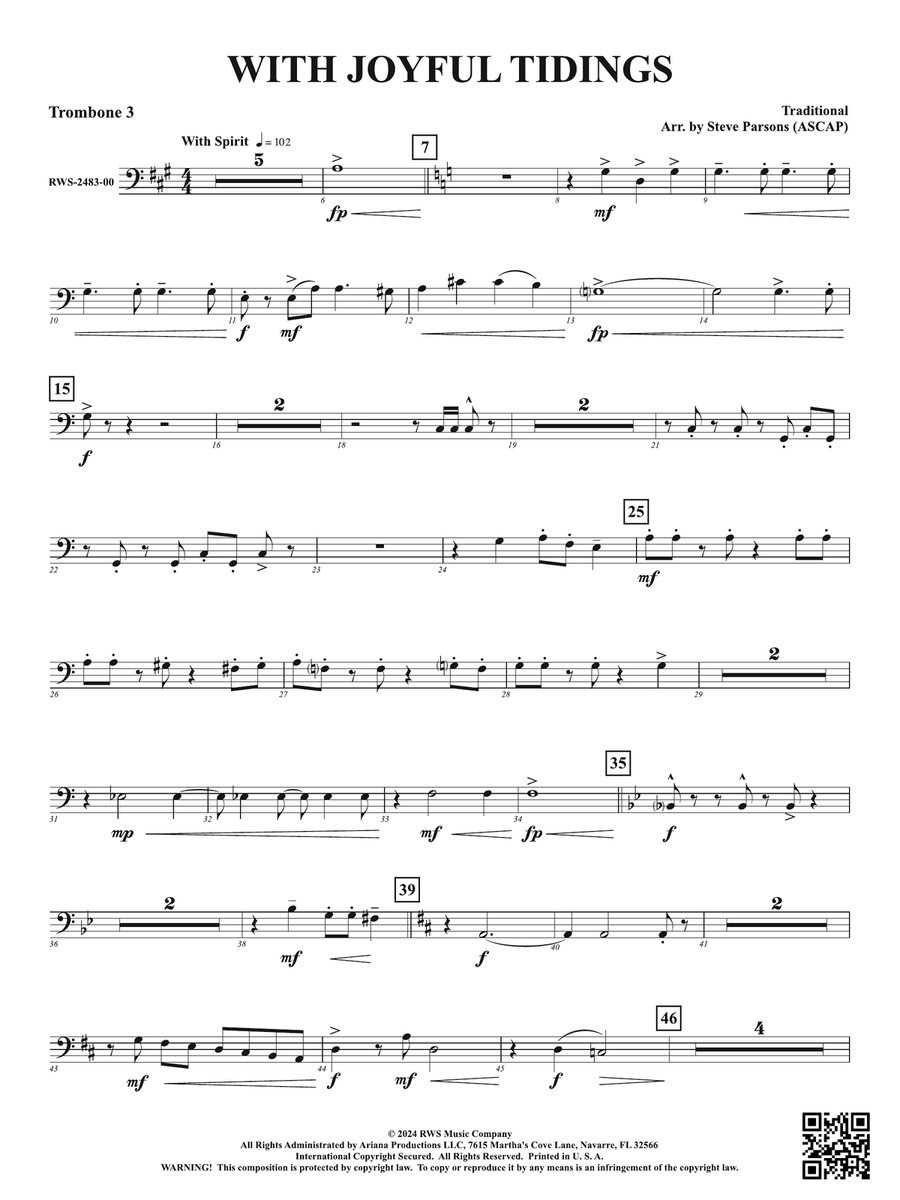 With Joyful Tidings: 3rd Trombone Trombone scores gallery preview page 1