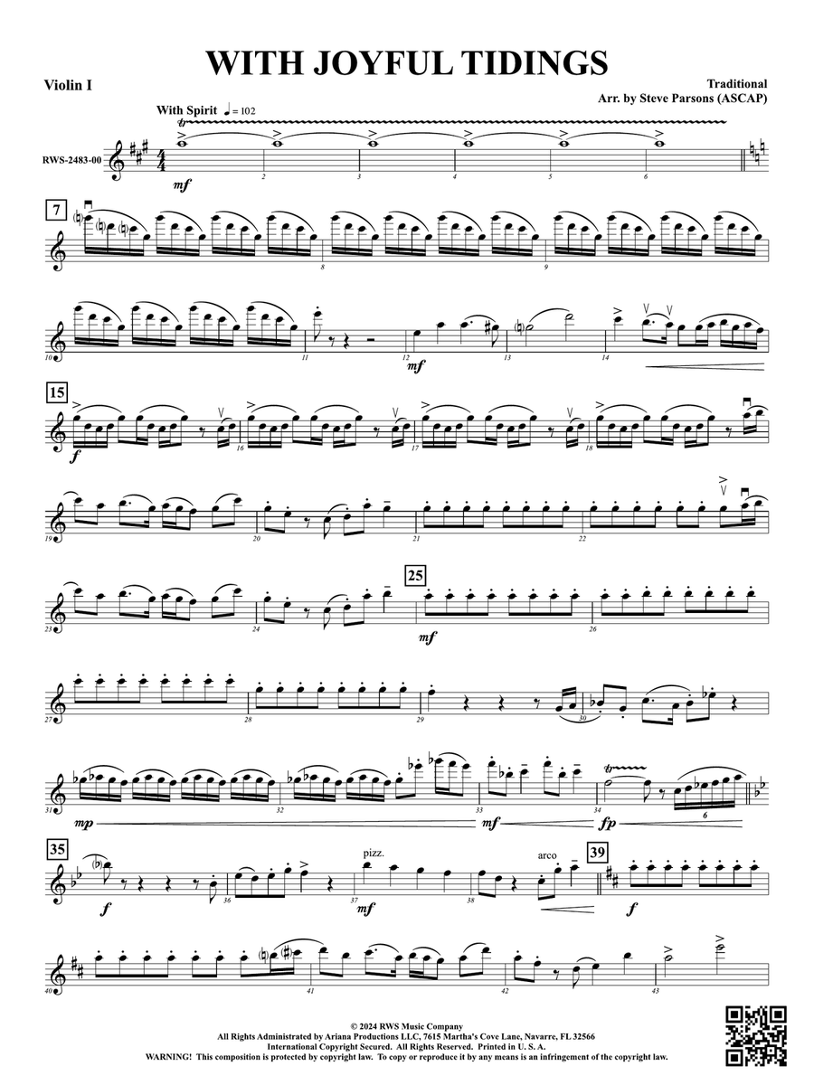 With Joyful Tidings: 1st Violin Violin scores gallery preview page 1
