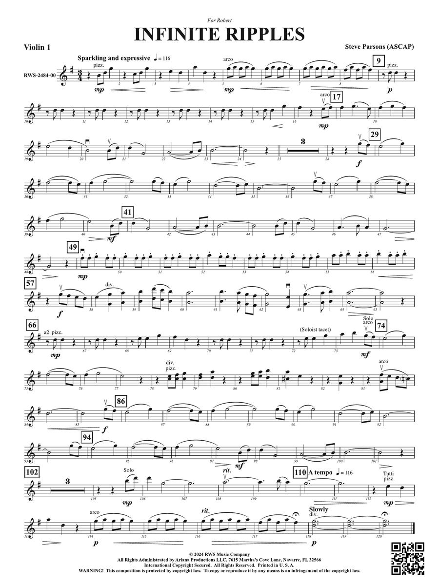 Infinite Ripples: 1st Violin Violin scores gallery preview page 1