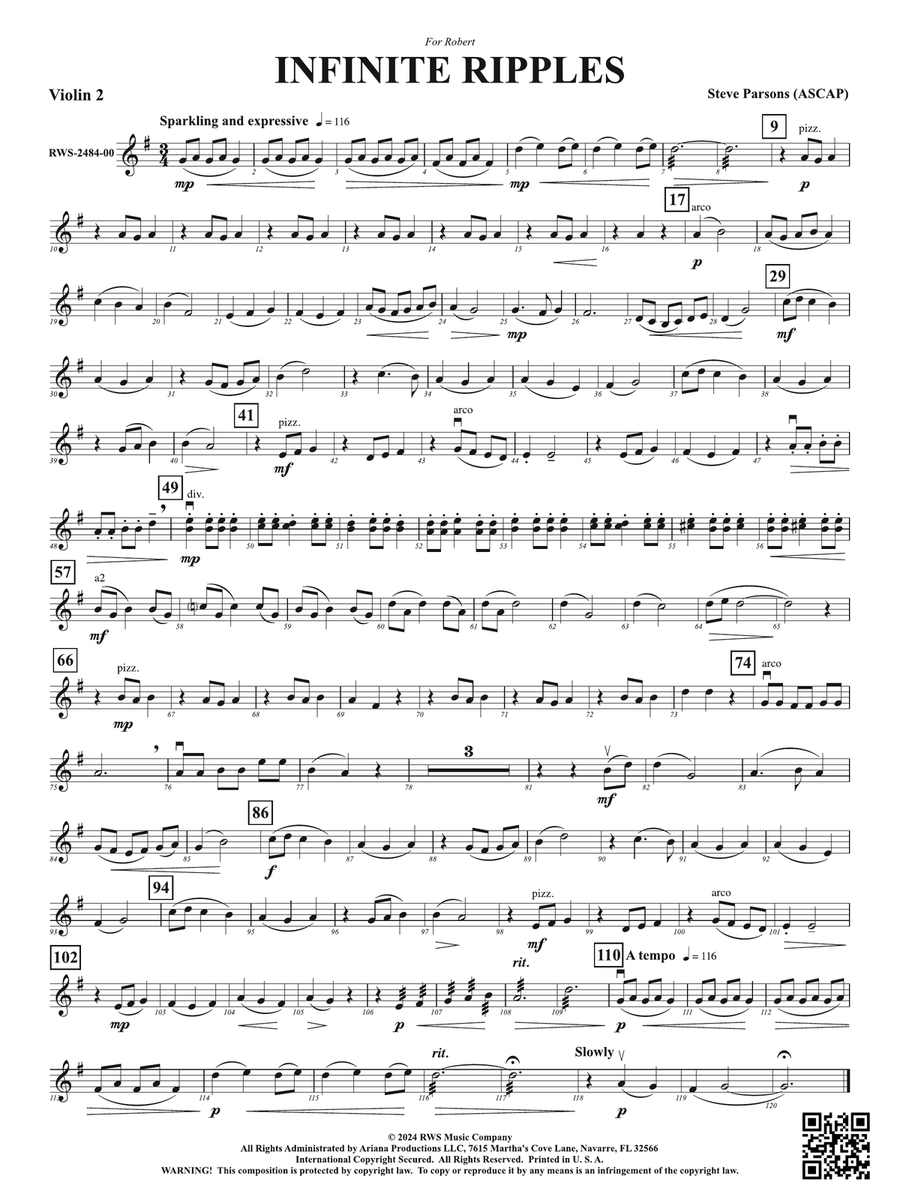 Infinite Ripples: 2nd Violin Violin scores gallery preview page 1