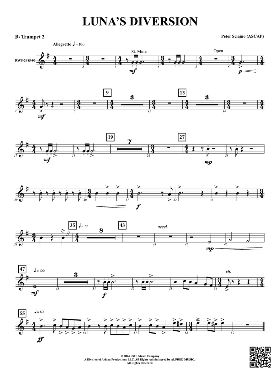 Luna's Diversion: 2nd B-flat Trumpet B-Flat Trumpet scores gallery preview page 1