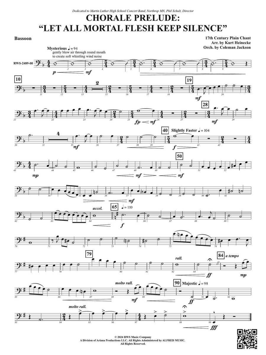 Chorale Prelude: Let All Mortal Flesh Keep Silence: Bassoon Bassoon scores gallery preview page 1