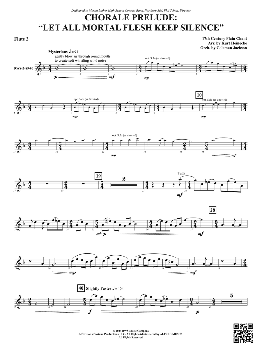 Chorale Prelude: Let All Mortal Flesh Keep Silence: 2nd Flute Flute scores gallery preview page 1