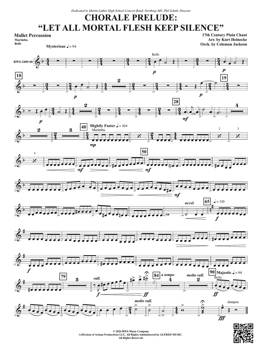 Chorale Prelude: Let All Mortal Flesh Keep Silence: 1st Mallet Percussion Part scores gallery preview page 1