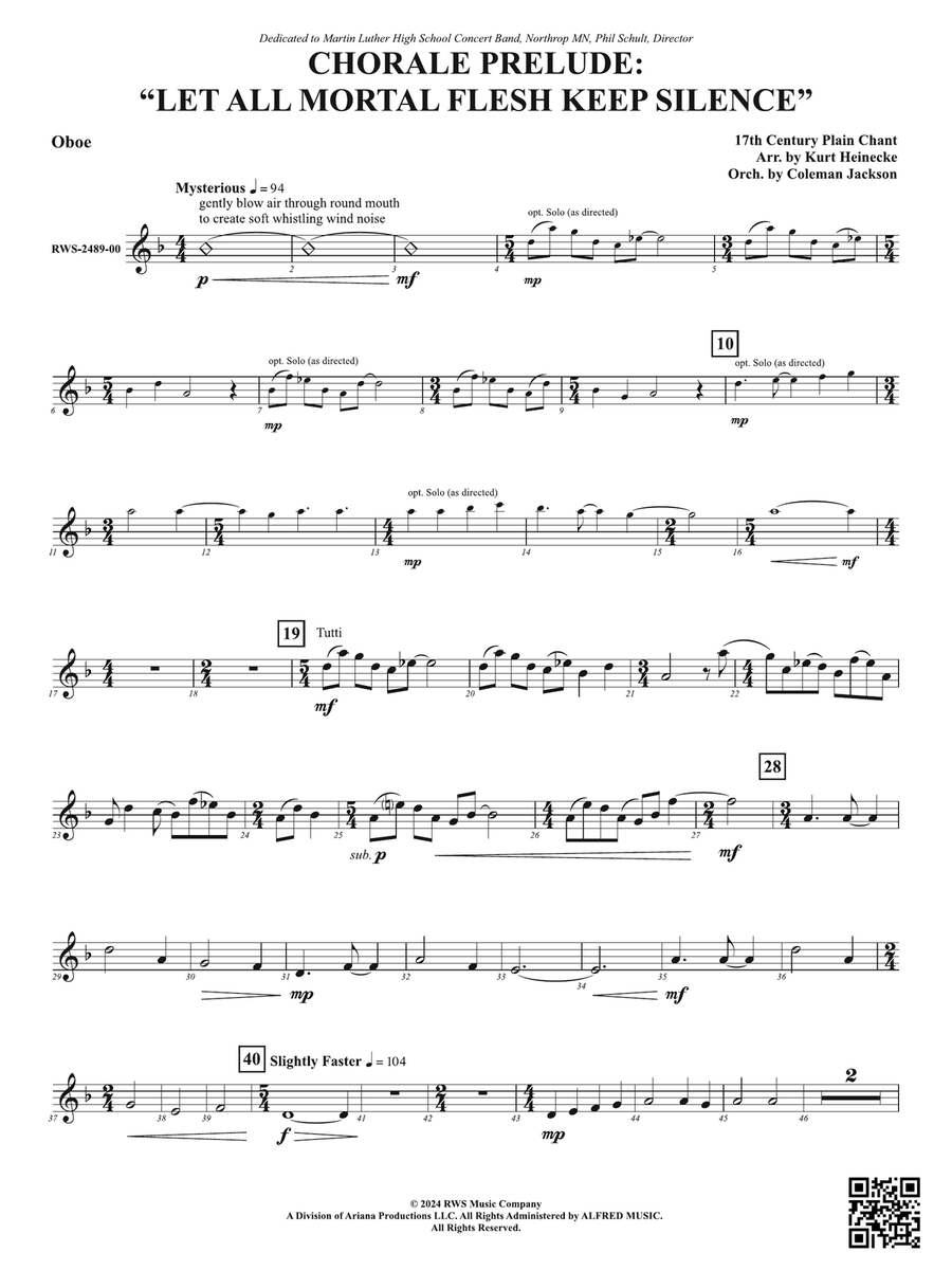 Chorale Prelude: Let All Mortal Flesh Keep Silence: Oboe Part scores gallery preview page 1
