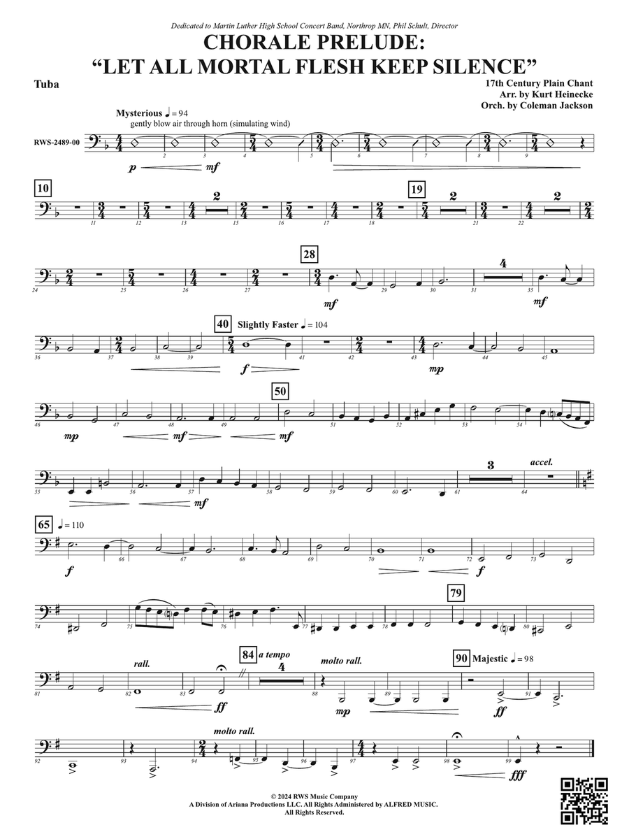 Chorale Prelude: Let All Mortal Flesh Keep Silence: Tuba Tuba scores gallery preview page 1