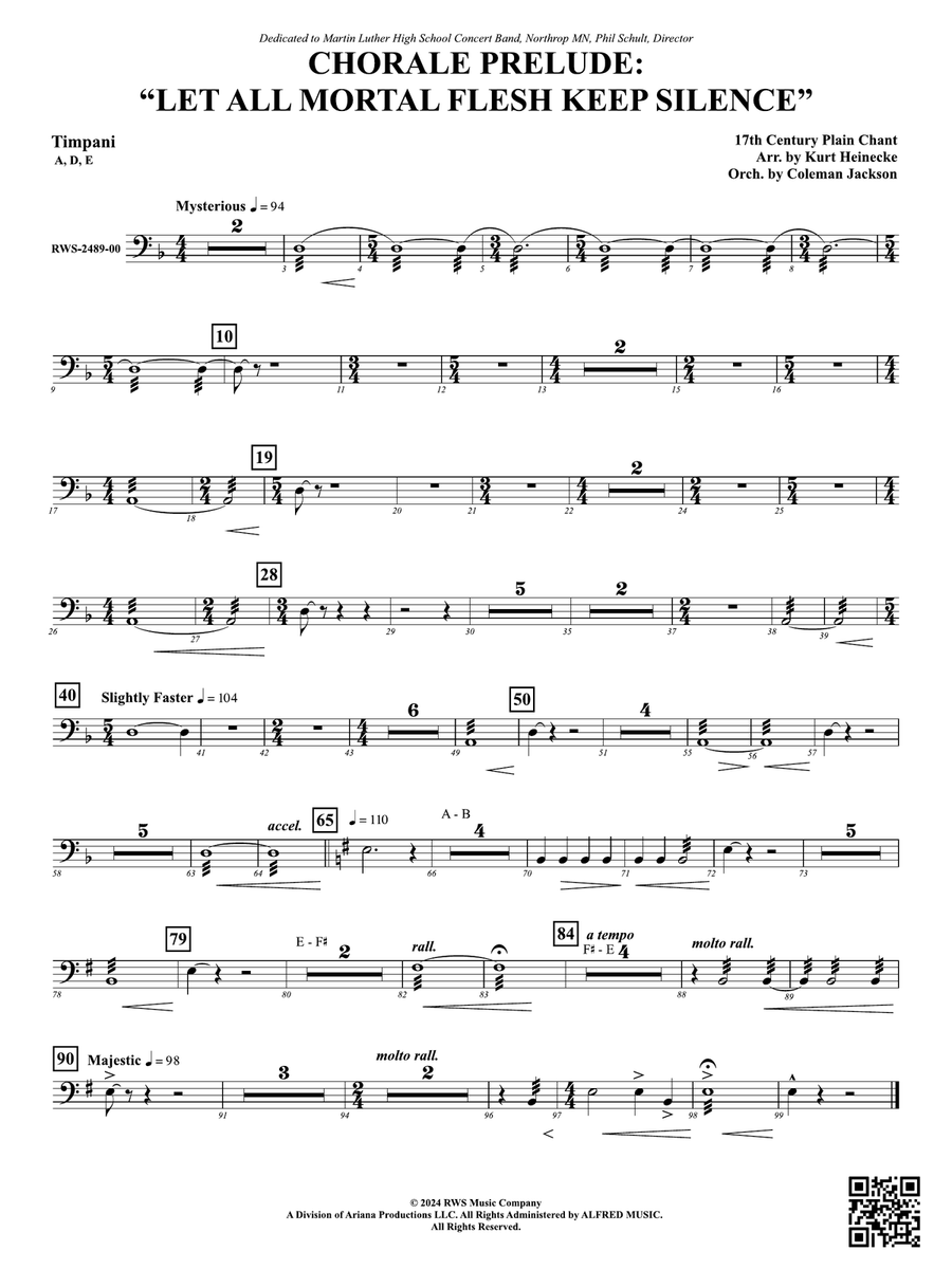 Chorale Prelude: Let All Mortal Flesh Keep Silence: Timpani Timpani scores gallery preview page 1