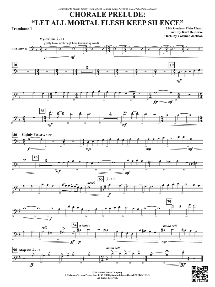 Chorale Prelude: Let All Mortal Flesh Keep Silence: 1st Trombone Part scores gallery preview page 1
