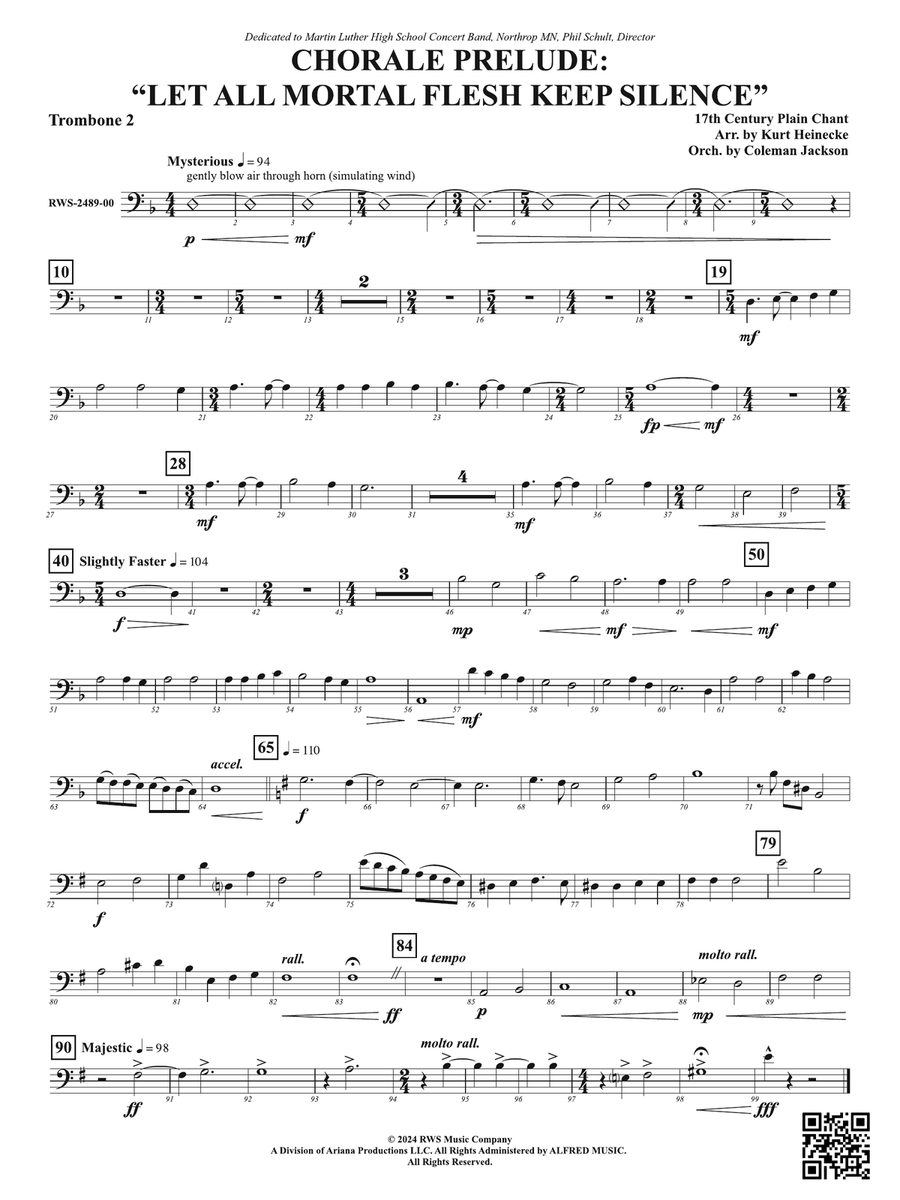 Chorale Prelude: Let All Mortal Flesh Keep Silence: 2nd Trombone Part scores gallery preview page 1