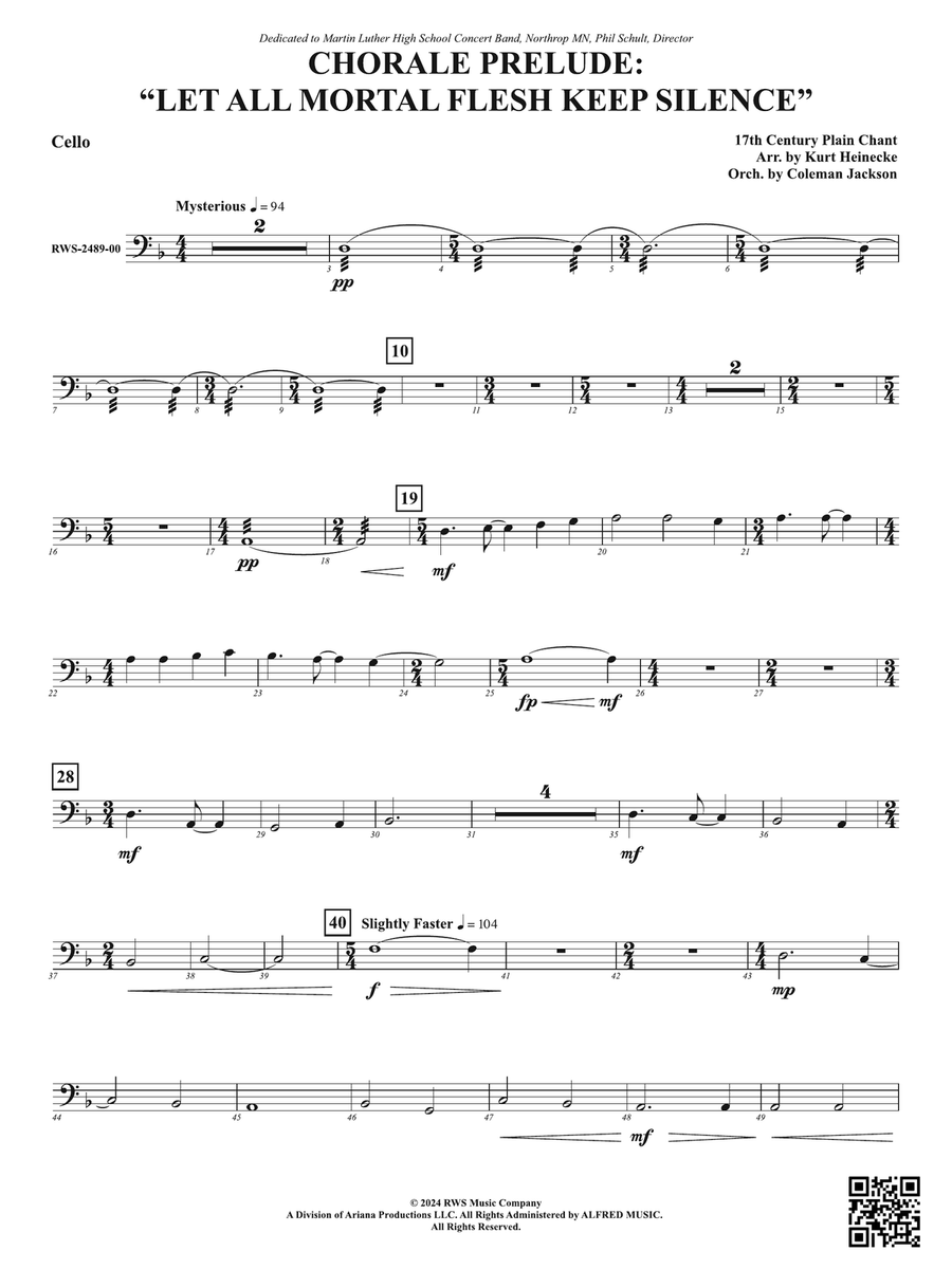 Chorale Prelude: Let All Mortal Flesh Keep Silence: Cello Part scores gallery preview page 1