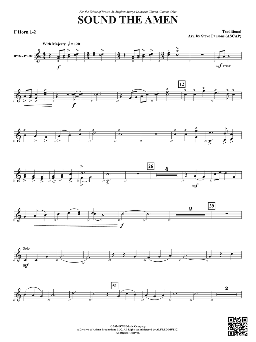 Sound the Amen: 1st & 2nd F Horns Horn scores gallery preview page 1