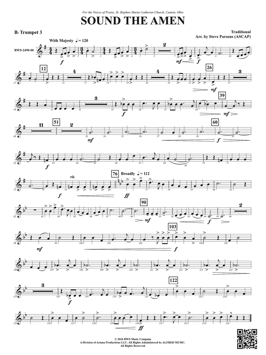 Sound the Amen: 3rd B-flat Trumpet B-Flat Trumpet scores gallery preview page 1