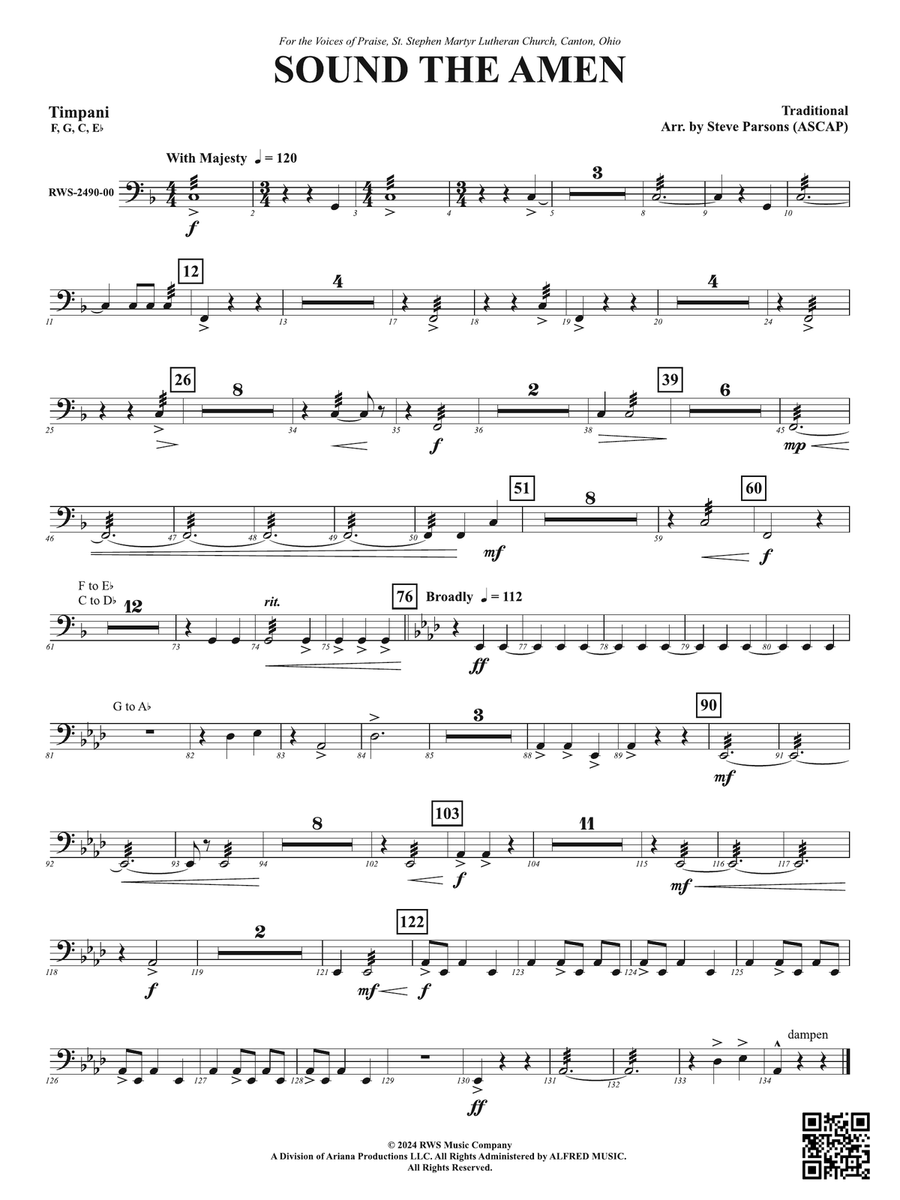 Sound the Amen: Timpani Sound the Amen: Timpani Percussion scores gallery preview page 1