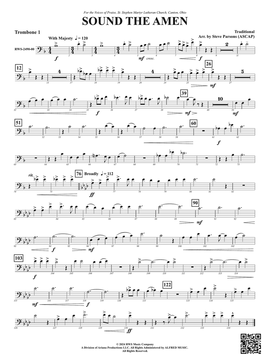Sound the Amen: 1st Trombone Trombone scores gallery preview page 1