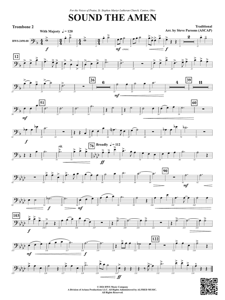 Sound the Amen: 2nd Trombone Trombone scores gallery preview page 1