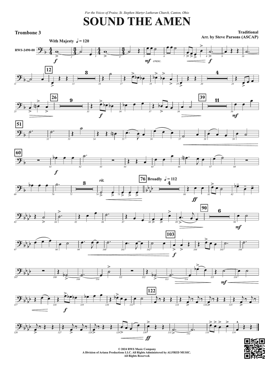 Sound the Amen: 3rd Trombone Trombone scores gallery preview page 1