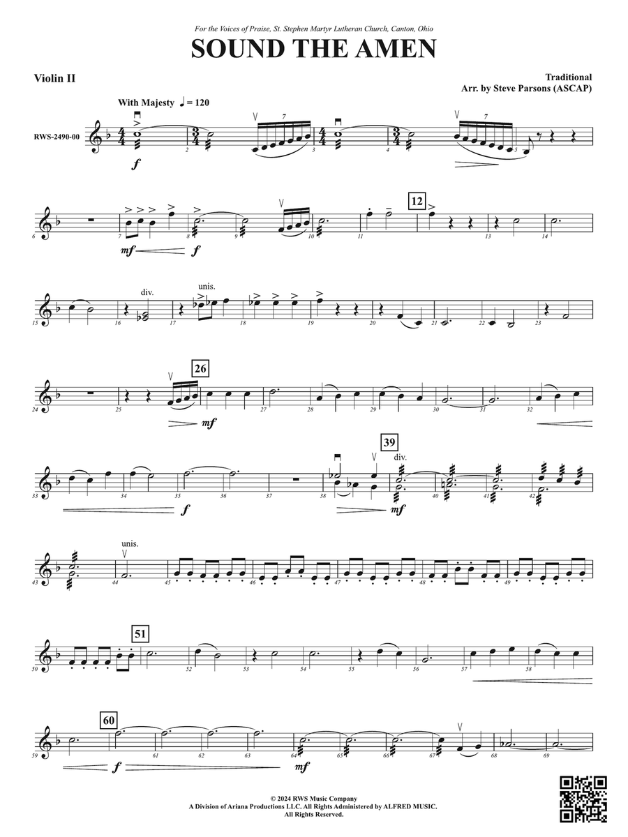 Sound the Amen: 2nd Violin Violin scores gallery preview page 1