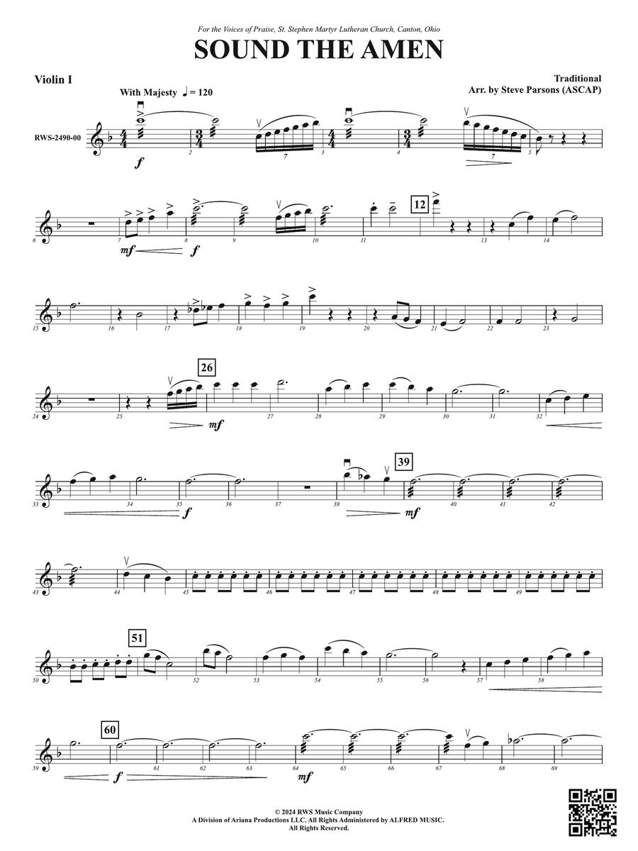 Sound the Amen: 1st Violin Violin scores gallery preview page 1