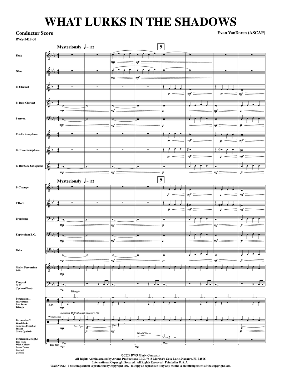 What Lurks in the Shadows: Score Concert Band scores gallery preview page 3