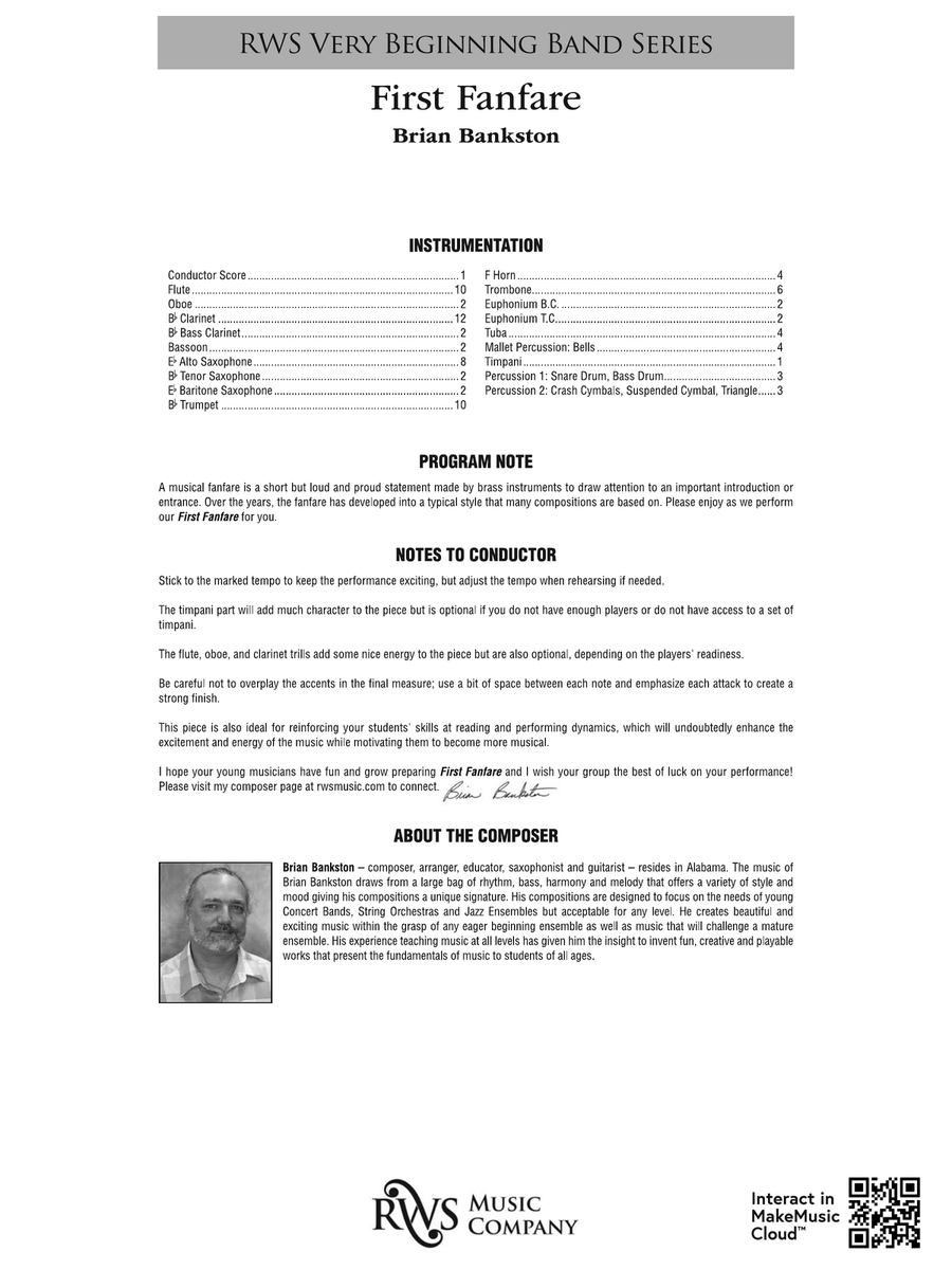 First Fanfare: Score First Fanfare: Score Concert Band scores gallery preview page 2