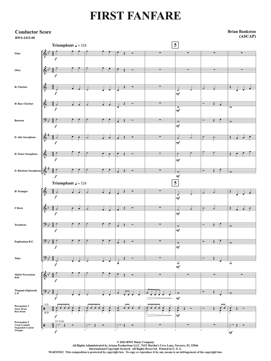 First Fanfare: Score First Fanfare: Score Concert Band scores gallery preview page 3