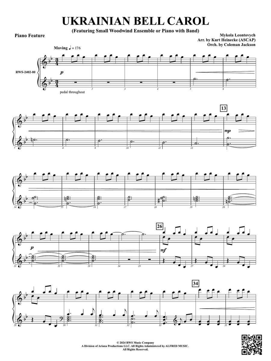 Ukrainian Bell Carol (Featuring a Small Woodwind Ensemble or Piano with Band): Piano Accompaniment Woodwind Ensemble scores gallery preview page 1