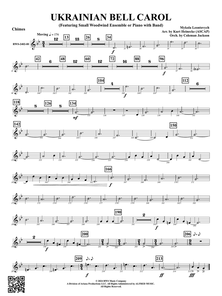 Ukrainian Bell Carol (Featuring a Small Woodwind Ensemble or Piano with Band): Chimes Woodwind Ensemble scores gallery preview page 1
