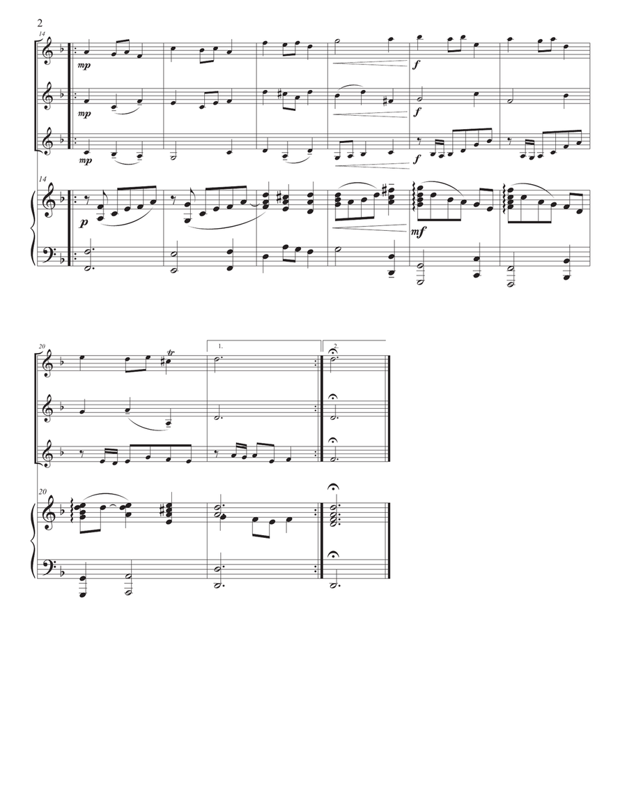 Air in d minor, for three violins and piano Chamber Music scores gallery preview page 3