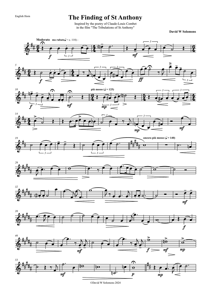 The finding of Saint Anthony for cor anglais and guitar English Horn scores gallery preview page 5
