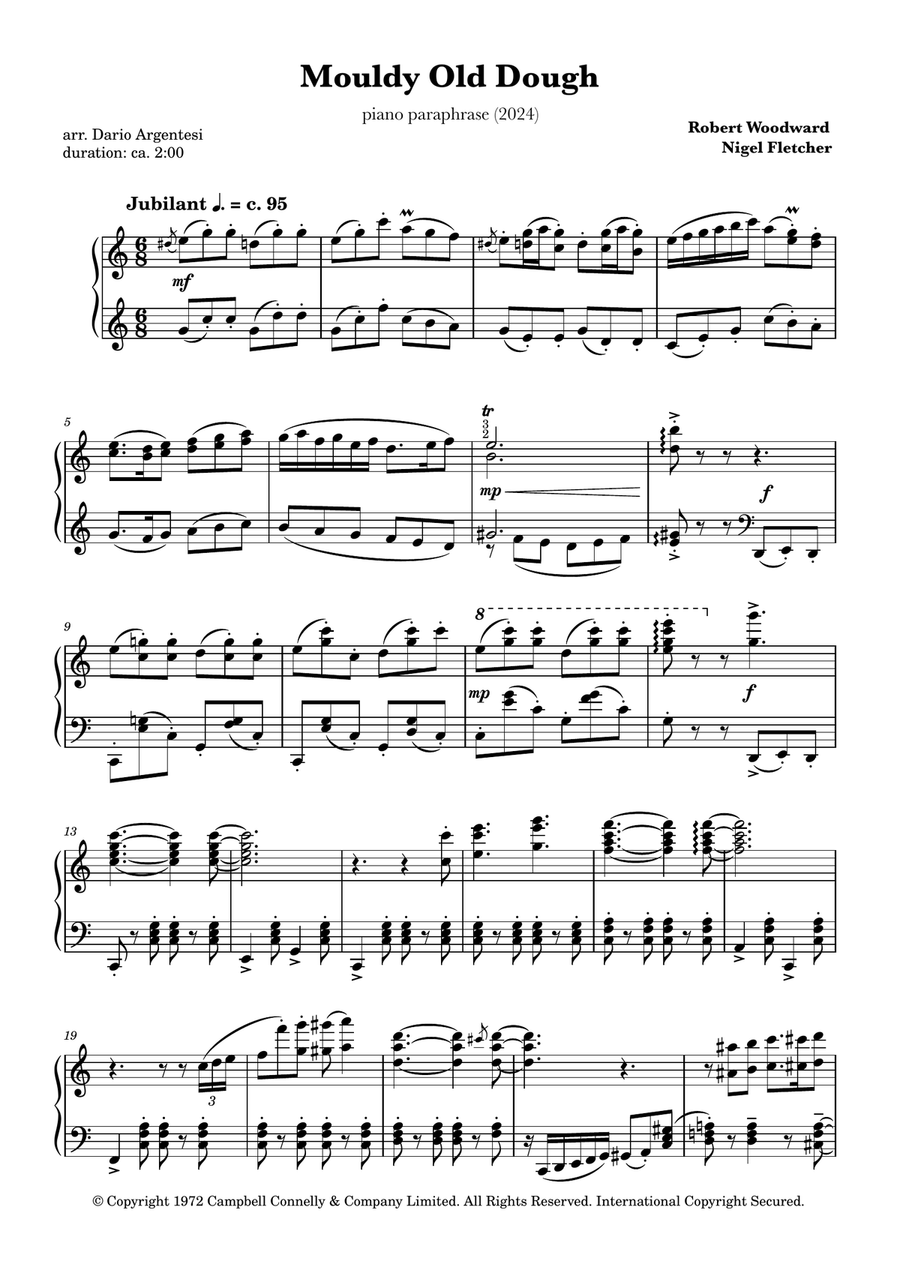 Mouldy Old Dough Piano Solo scores gallery preview page 1