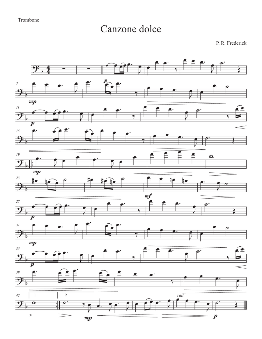 Canzone dolce (Trombone solo) Piano scores gallery preview page 1